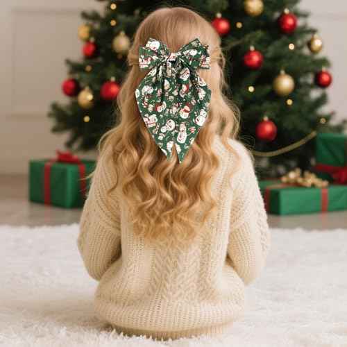 Christmas Hair Bows Clips Oversized Long Tail with Barrettes Clips Large Bowknot Hair Accessories for Women Girls Teens Christmas Stocking Stuffers Xmas Gifts Trendy Stuff