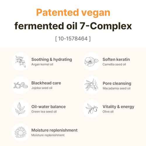 COSNORI 7-Complex Micro Active Cleansing Oil ? Korean Vegan Facial Cleansing Oil, Fresh and Light Finish ? Gentle Makeup Remover for Face, Hypoallergic, Fermented 7-Oil Complexes, 6.7 fl.oz.