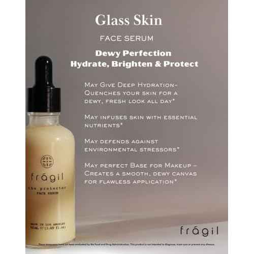 Glass Skin Face Serum - Hydrating, Moisturizing, and Brightening Vegan Face Oil with Zinc, Vitamin C, Grapefruit, Linalool for Even Skin Tone, UV Defense, Anti-Aging & Sensitive Skin Care ? 1.69 fl oz