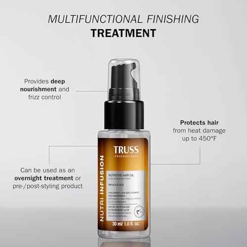 TRUSS Nutri Infusion Hair Oil for Damaged Hair - Hydrating, Anti-Frizz Finishing Oil - Provides Deep Nourishment, Heat Protection and Shine (1 fl oz)