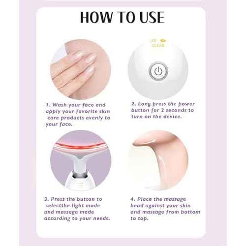 Fastaid Red-Light-Therapy-for-Face and Neck, Red Light Therapy Wand, 7 Color Led Face Neck Massager for Skin Care, White