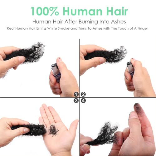 Afro Kinkys Bulk Human Hair 20 Inch for Dreadlocks Extensions Repair Locs Twist Braiding 100% Ombre Highlight Human Hair for Locs 50g/pack