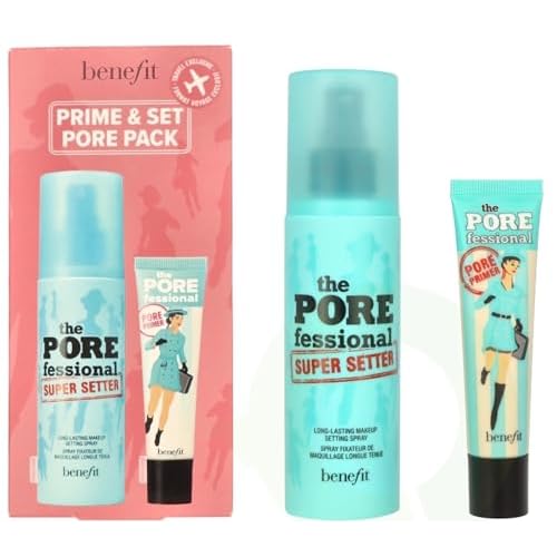 Benefit Prime & Set Pore Pack 2-Piece Set, (0.74 Ounce Pore Primer + 4.0 Ounce Setting Spray)