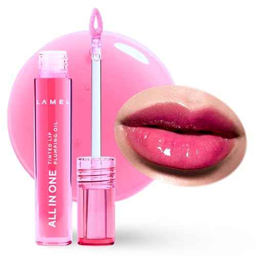 Lamel All-in-One Lip Oil - Lightweight, No-Sticky, Tinted, Plumping, Hydrating Lip Gloss - Lip Balm for Day & Night Use, Long-Lasting Lip Stain, Lip Glow Oil, Lip Plumper Tint - Pink Sparkle ¢à402