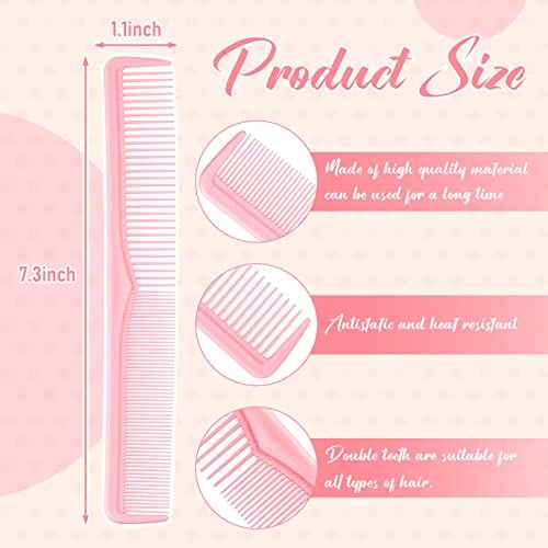 Meanplan Carbon Fiber Hair Cutting Combs - 24 Pieces Fine and Wide Tooth Professional Barber Combs for Men and Women (Light Color)