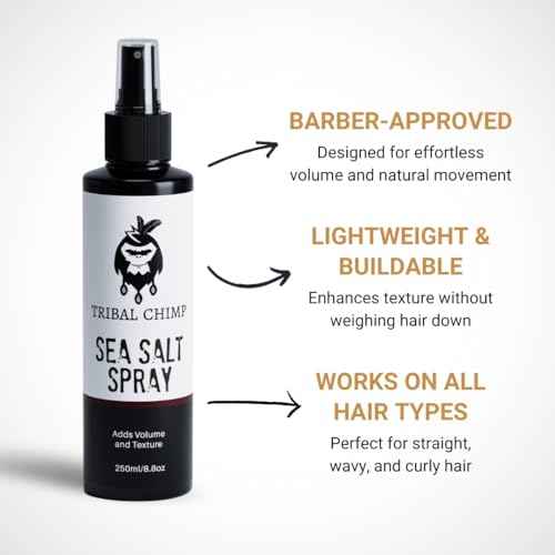 Tribal Chimp Sea Salt Spray for Men 250ml ? Sea Salt Hair Spray for Volumizing, Thickening & Texturizing Hair of All Types ? Strong Extra Hold, Natural, Non-Toxic & Alcohol Free Hairspray