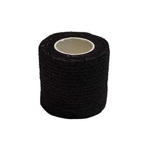Tattoo Grip Tape Wrap Cover Tattoo Bandage 12pcs 2 Inches x 5 Yards Disposable Cohesive Nonwovens Elastic Movement Self-Adhesive (12 Rolls, 2-Inches Black)
