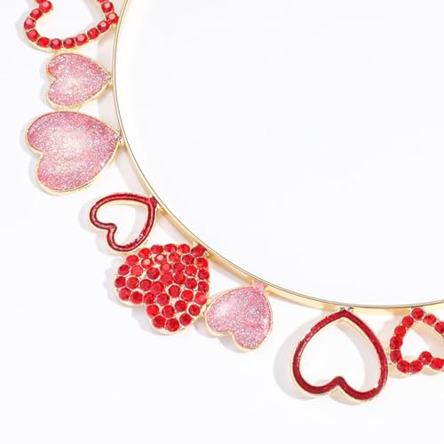 Soochat Valentine's Day Heart Headbands Glitter Rhinestone Heart Hair Hoop Love Headband Hair Accessory for Women Gifts