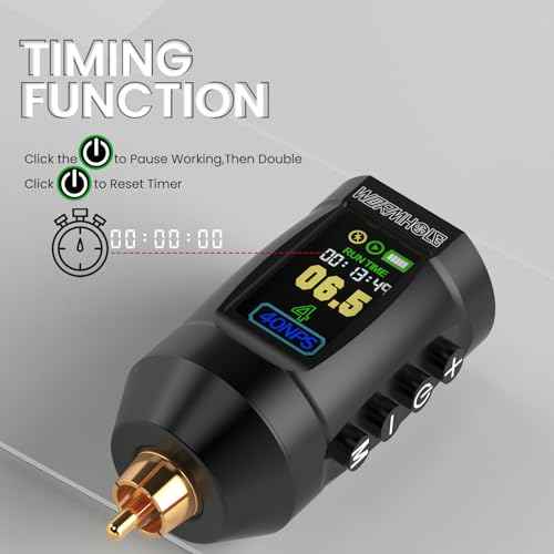 Wormhole Tattoo Battery Pack Wireless Tattoo Power Supply Rechargeable Cordless Tattoo Power Supply Portable RCA Lithium Battery Pack 1,800mAh Capacity with LED Digital Display for Tattoo Gun WB13-A