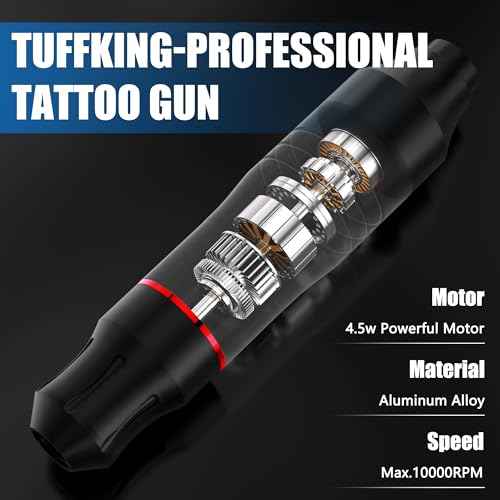 Tattoo Gun Kit, Complete Beginners Tattoo Gun Machine Kit, Professional Rotary Tattoo Pen Set, with 1,300 mAH Battery, 10Pcs Cartridge Needles