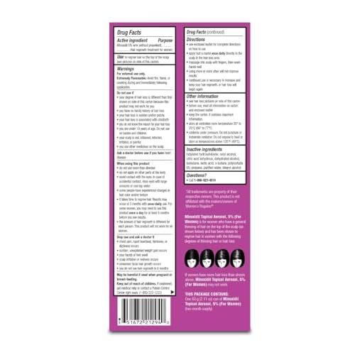 Minoxidil Topical Aerosol Foam, 5%, Hair Regrowth Treatment for Women, 2.11 oz Reactivates Hair Follicles to Stimulate Hair Regrowth - 6 Months Supply