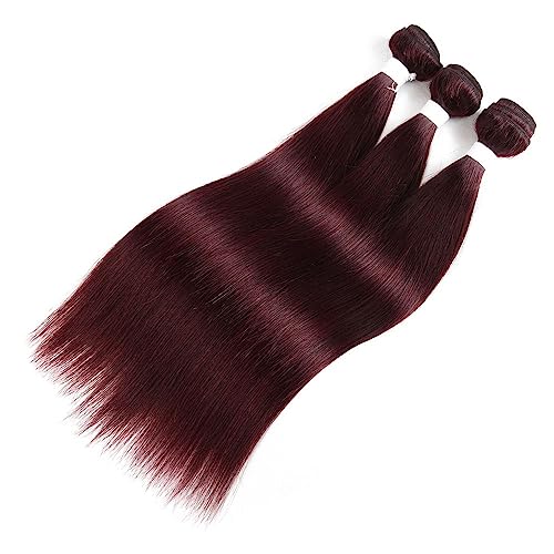 REMY Straight Human Hair Bundles Red Human Hair 99j Burgundy Color 24 Inch Unprocessed Brazilian Virgin Human Hair 1 Bundle Double Weft Extension