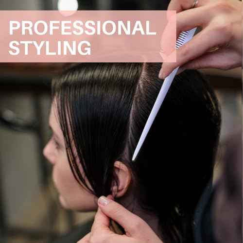 RHOS Rat Tail Comb for Parting, Fine Tooth Teasing Comb with Pick, 2 Pack Hair Styling Combs Set for Women and Men, Pink & Purple, Plastic, Unisex