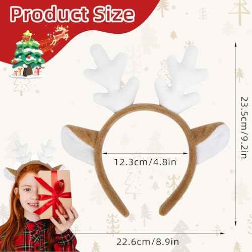 Deer Antlers Headband - Reindeer Antler Deer Ears Headbands for Women Deer Costume, Cute Christmas Headbands Accessories for Holiday Party Favors