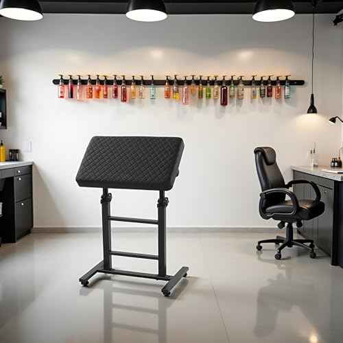 POARMEEY XXL Tattoo Armrest Stand Adjustable Height Tattoo Arm Rest Heavy Duty Tattoo Supplies Black Grid Design
