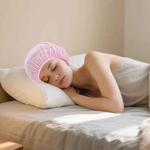 6pcs Net Plopping Cap for Drying Curly Hair, Hair Net for Sleeping, Elastic Band, Suitable for Drying Hairs, Kitchen, White, Pink, Black