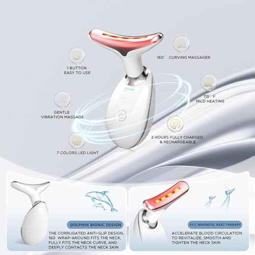 7 in 1 Face Massager Tool, Red Light Therapy for Face and Neck, Red Light Therapy Wand, Face Lift Device for Skin Care, White