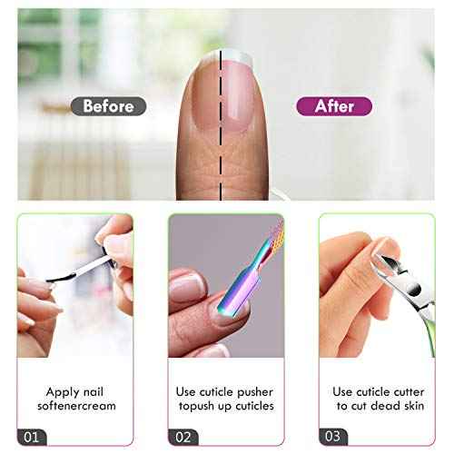 Cuticle Trimmer Cuticle Remover with Cuticle Pusher, XUNXMAS Professional Stainless Steel Durable Pedicure Manicure Tools Cutter Nipper Scissor Clipper for Fingernails and Toenails Dead Skin