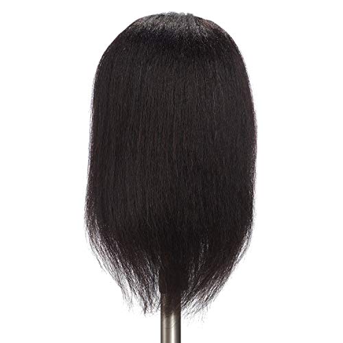 Hairginkgo Mannequin Head 100% Real Hair Manikin Head Styling Hairdresser Training Head Cosmetology Doll Head for Dyeing Cutting Braiding Practice with Clamp Stand (2022B0214)