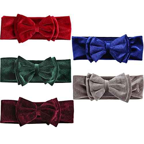 5PCS Christmas Velvet Headbands for Baby Girls,Girls Bows Hair Bands Photography Props Hairbands