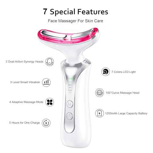 7 in 1 Multifunctional Facial Massager, Red Light Therapy for Face with 7 Modes, Face Lift Device, Portable Facial Massager for Wrinkles,Neck&Skin Care-White