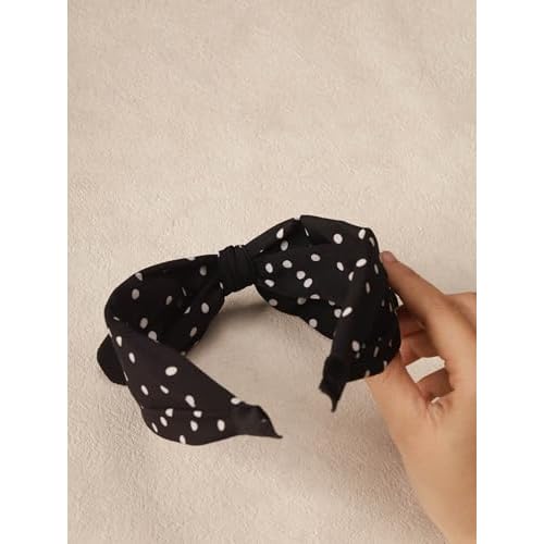 Sacina Black Polka Dot Headband, Black Bow Headband, Gothic Vintage Grunge 50s Accessories for women