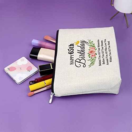 Sazuwu 65th Birthday Gifts for Women Makeup Bag 65 Years Old Birthday Gifts for Mom Aunt Grandma 1958 Birthday Gift Cosmetic Bag Turning 65 Gifts for Boss Coworkers Friend Cosmetic Travel Pouch