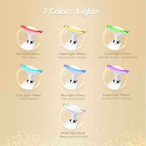 7 Color Face Massager Tool, Multifunctional Neck Facial Massager, Portable Face culpting Wand for Skin Care