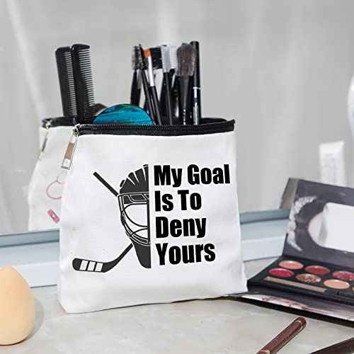 WZJHCL Ice Field Hockey Lover Travel Bag My Goal Is To Deny Yours Hockey Player Lover Player Goalie Survival Kit Hockey Goalie Gift (Deny Yours)