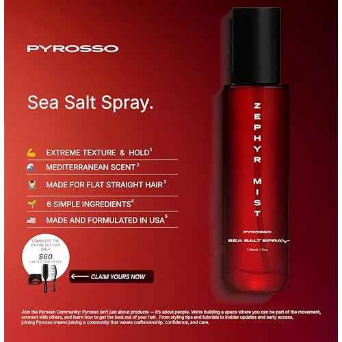 Sea Salt Spray for Men ? Volumizing Hair Texture Mist with Dead Sea Salt & Argan Oil, Lightweight Matte Finish, Adds Volume & Thickness, 6.8 fl oz