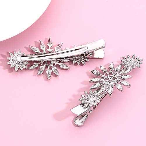 Christmas Hair Clip Hairpin Set Christmas Gift Bow Rhinestone Snowflake Hair Barrette Hair Accessories Xmas Holiday Party Alligator Hair Clips For Woman (silver)