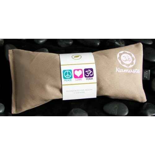 Lavender Eye Pillows - Yoga Eye Pillows Namaste Hot Cold Aromatherapy for Stress, Meditation, Spa, Relaxation Gifts - Made in USA Set of 4 - Tan Cotton