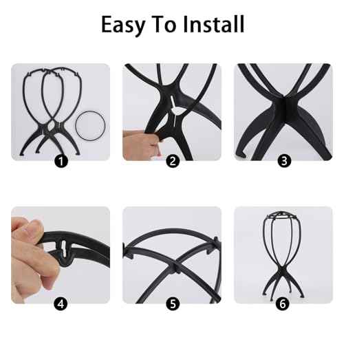 Tecbeauty 9 Pcs Wig Stand, Portable Wig Holder Wig Head Stand for Women Multiple Wigs (Black)