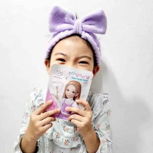 BB Kids Face Masks Spa 5-Pack With Spa Headband | Kids Facial Masks for Girls With 100% Cotton Sheets | Princess Facial Mask for Kids Spa Party Birthday Sleepover (5-Pack with Pink Band)