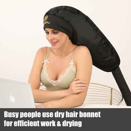 Bonnet Hair Dryer, Hooded Hair Dryer Attachment, Dryer Hooded Diffuser Cap for Curly,Speeds Up Drying Time, Safety Deep Conditioning at Home(Black)