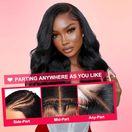 13x6 Body Wave Lace Front Wigs Human Hair Pre Plucked HD Transparent Lace Frontal Wigs Human Hair 230% Density Glueless Human Wigs with Baby Hair for Women 20 Inch