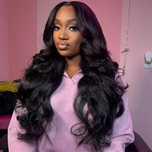 5x5 Lace Closure Wig Human Hair 220% Density Body Wave 5x5 HD Lace Closure Wigs Pre Plucked Lace Closure Wig for Women True to Length Natural Black Color for Any Occasions 20 Inch