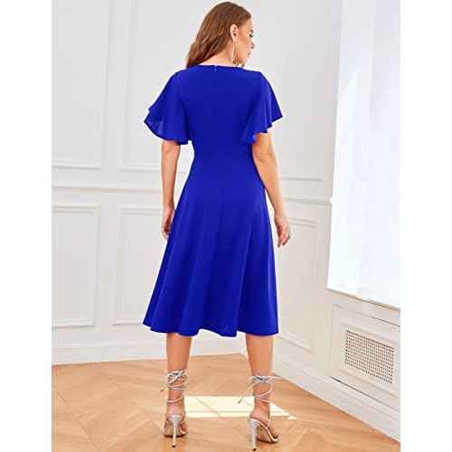 Bridesmay Women's Formal Cocktail Wedding Guest Dress for Women 2025 Short Sleeve Fit and Flare Tea Party Dresses