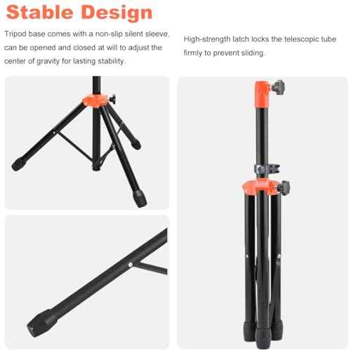 Tattoo Armrest With Tray, Tattoo Arm Rest Foldable Tattoo Tripod Black Leather Pad Height Adjustable and Tilt for Tattoo Artist (Orange)