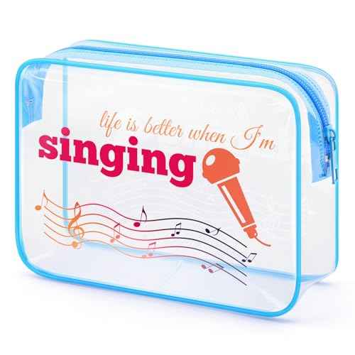 Music Makeup Bag Gifts Music Lovers Gift Transparent Cosmetic Bag Singing Travel Clear Toiletry Bag Music Party Favors Birthday Gifts For Music Teacher Student Musicians