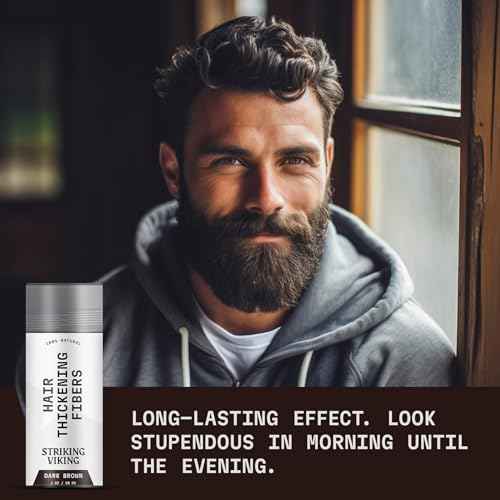 Striking Viking Hair Fibers - Dark Brown, 0.98 oz, Pack of 1 - Long-Lasting Hold & Hair Filler - Undetectable Coverage with Fiber Powder - Easy Application & Styling Powder