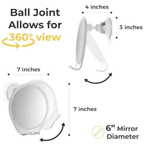 HONEYBULL Fogless Shower Mirror with Suction Mount & Swivel ? Anti-Fog Acrylic Bathroom Mirror for Shaving ? Built-in Razor Holder, Easy Install, Home Shower Accessory (White)