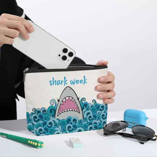 ZHAMEN Makeup Bag, Funny Shark Design, Large Capacity, Waterproof, Multipurpose for Women, Girls, Animal Lovers, Graduation, Friendship, Birthday, Christmas