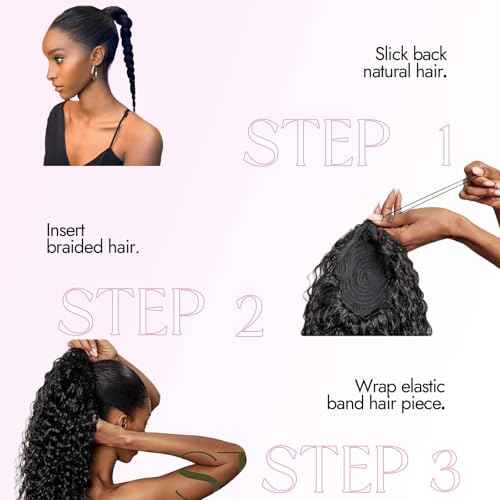 Isaic Ponytail Extension 8 Inch Short Wavy Curly Ponytails Drawstring Ponytail for Black Women Jet Black Pony Tails Hair Extensions Synthetic Hairpiece for Daily Use