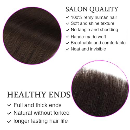 ORIGEN Clip in Hair Extensions Real Human Hair Clips ins Remy Hair Extensions for Women Full Head Dark Brown 120g 16 Clips 7 Pcs 16 Inches