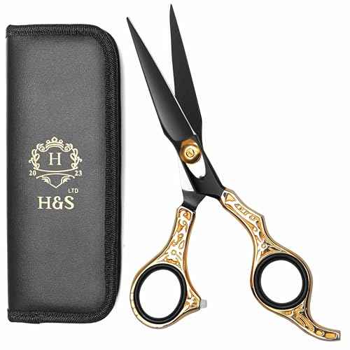 H&S GoldBlack Series Professional Hair Cutting Scissors | Premium Japanese Stainless Steel | 6.5¡± Hair Shears, Barber Accessories & Hair Salon Supplies | Beard & Moustache Grooming