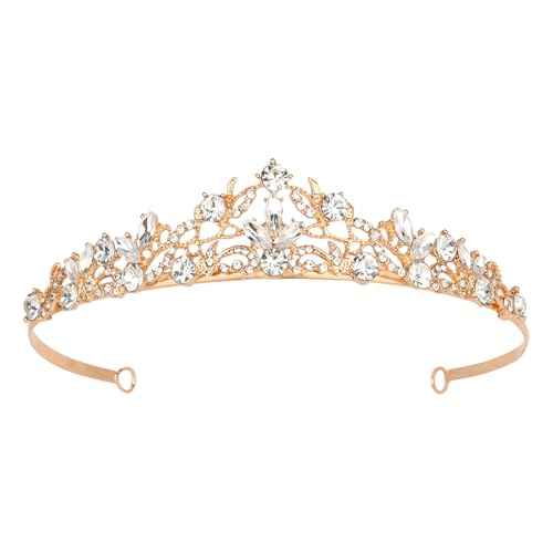 Gold Wedding Crown Crystal Tiara for Women Queen Crowns Princess Headband Rhinestones Tiaras for Bride Sparkle Hair Accessories for Birthday Prom Pageant Party