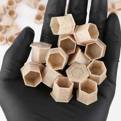 Biodegradable Tattoo Ink Cups With Base 200Pcs ECO-Friendly Disposable Spliced Pigment Caps Tattoo Accessories Supplies (10mm-Small)