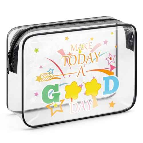 Positive Motivational Gifts for Women Girls MAKE TODAY A GOOD DAY Makeup Bag Inspirational Gifts for Daughter Sister Friend Mom Aunt Birthday Christmas Graduation Gifts Cosmetic Bag Clear Toiletry Bag