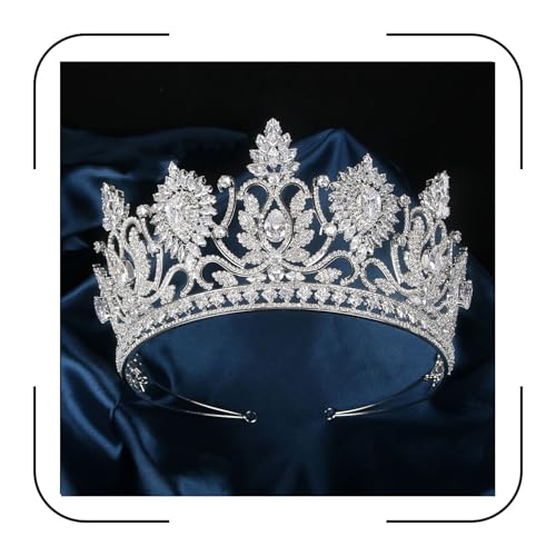 QXMYOO Luxury Large Tiaras and Crowns for Wedding Cubic Zirconia Pageant Crown Tall Bride Tiara Silver Gold Sun Flower CZ Birthday Prom Party Headpiece Bridal Hair Accessories